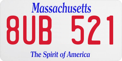 MA license plate 8UB521
