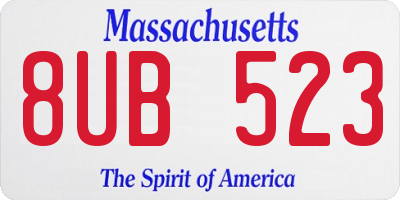 MA license plate 8UB523