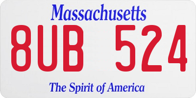 MA license plate 8UB524