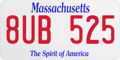 MA license plate 8UB525