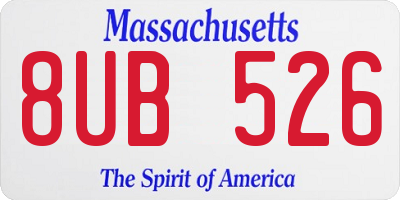 MA license plate 8UB526