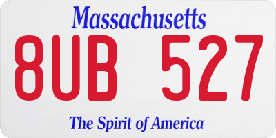 MA license plate 8UB527