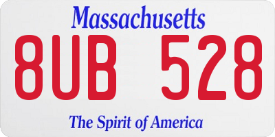 MA license plate 8UB528
