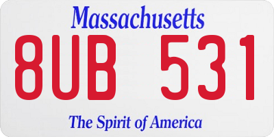 MA license plate 8UB531