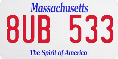 MA license plate 8UB533