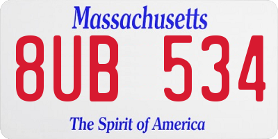 MA license plate 8UB534