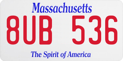 MA license plate 8UB536