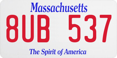 MA license plate 8UB537