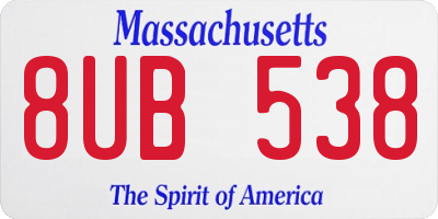MA license plate 8UB538