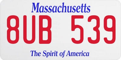 MA license plate 8UB539