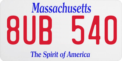 MA license plate 8UB540