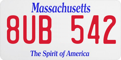 MA license plate 8UB542