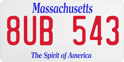 MA license plate 8UB543