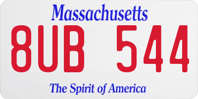 MA license plate 8UB544