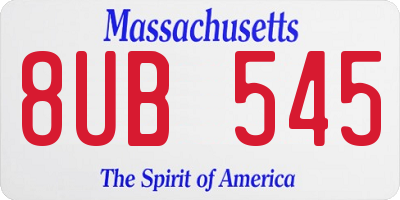 MA license plate 8UB545