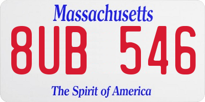 MA license plate 8UB546