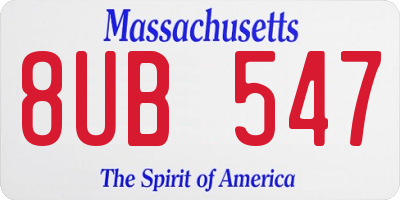 MA license plate 8UB547