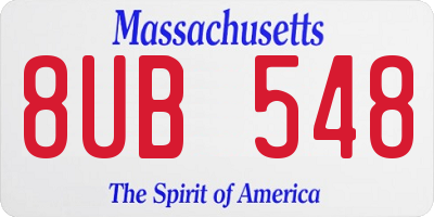 MA license plate 8UB548