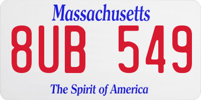 MA license plate 8UB549