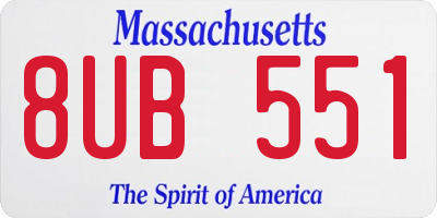 MA license plate 8UB551