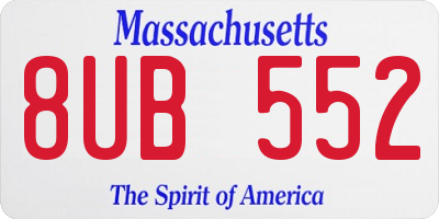 MA license plate 8UB552