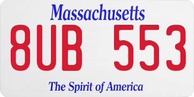 MA license plate 8UB553