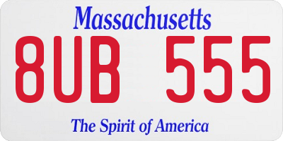 MA license plate 8UB555