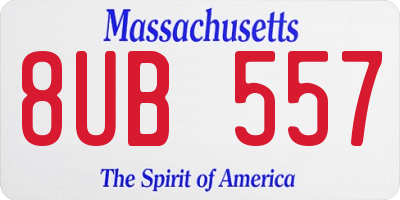 MA license plate 8UB557