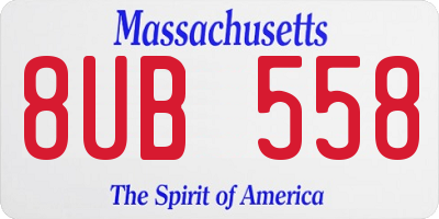 MA license plate 8UB558