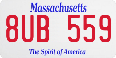 MA license plate 8UB559
