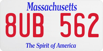 MA license plate 8UB562