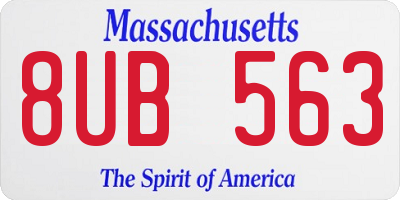 MA license plate 8UB563