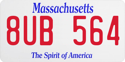 MA license plate 8UB564