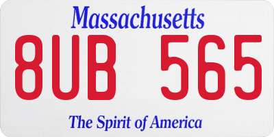 MA license plate 8UB565