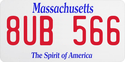 MA license plate 8UB566