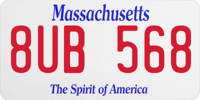 MA license plate 8UB568