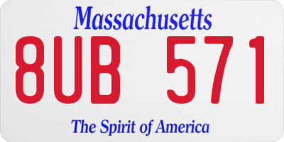 MA license plate 8UB571