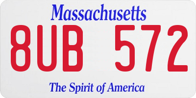 MA license plate 8UB572
