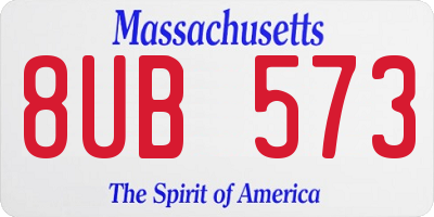 MA license plate 8UB573