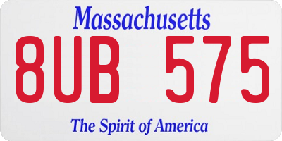 MA license plate 8UB575
