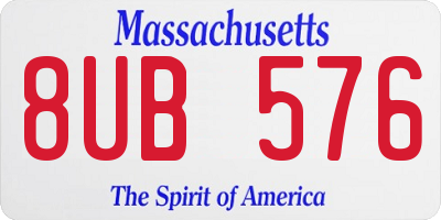 MA license plate 8UB576