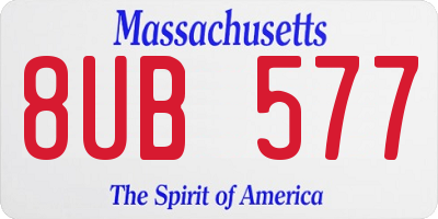 MA license plate 8UB577