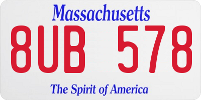MA license plate 8UB578