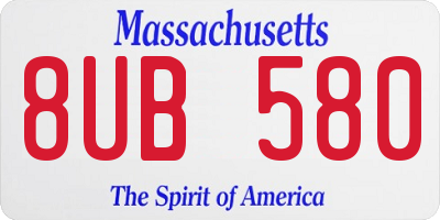 MA license plate 8UB580
