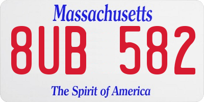 MA license plate 8UB582