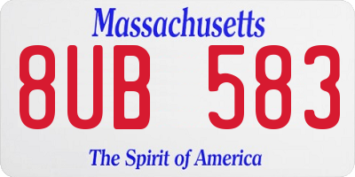 MA license plate 8UB583