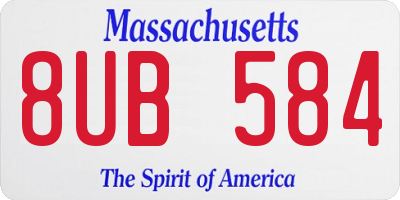 MA license plate 8UB584