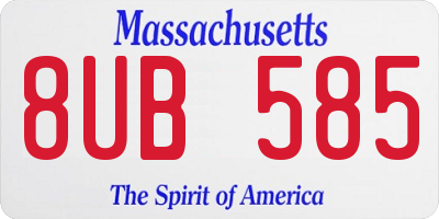 MA license plate 8UB585