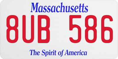 MA license plate 8UB586