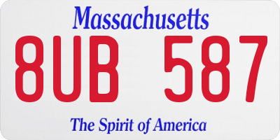 MA license plate 8UB587